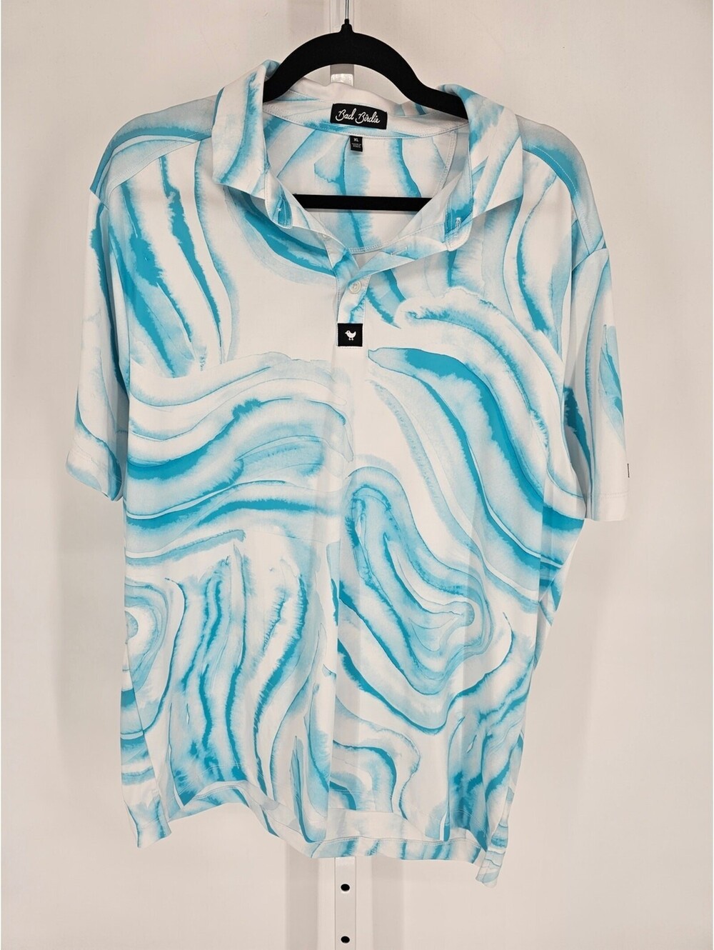 Bad Birdie Men’s Size XL Blue & White Marbled Performance Golf Polo Shirt